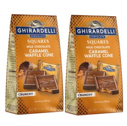 画像1: ワッフルのサクサクがおいしいミルクチョコ！Ghirardelli ミルクチョコレートキャラメルワッフルコーンスクエア  2個