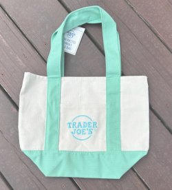 画像1: Trader Joe's トレーダージョーズ ミニ パステル キャンバス トート バッグ （ミントグリーン）