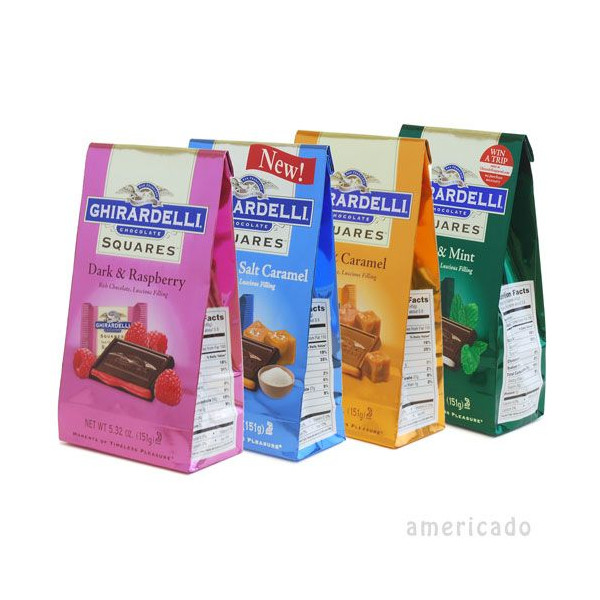 ギラデリチョコレート スクエアーズ  Ghirardelli 選べる４個 フィリングを楽しめる！