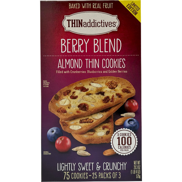 自然の甘さとサクサクの食感がやみつきになるクッキー！ Thin addictives シン アディクティブ ベリーブレンド  アーモンド シンクッキー 575g