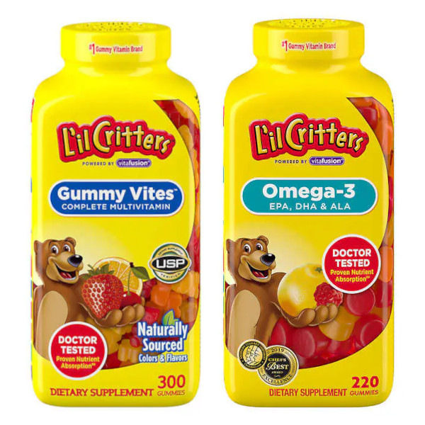 グミで簡単栄養補給！ L'il Critters 子供用 マルチビタミン＆オメガ３  グミビタミンセット