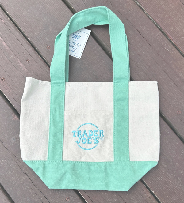 Trader Joe's トレーダージョーズ ミニ パステル キャンバス トート バッグ （ミントグリーン）