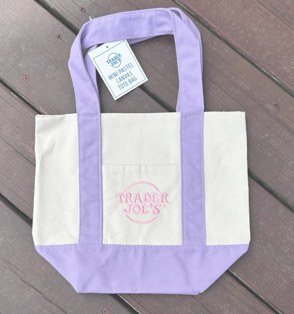 Trader Joe's トレーダージョーズ ミニ パステル キャンバス トート バッグ （ラブリーラベンダー）