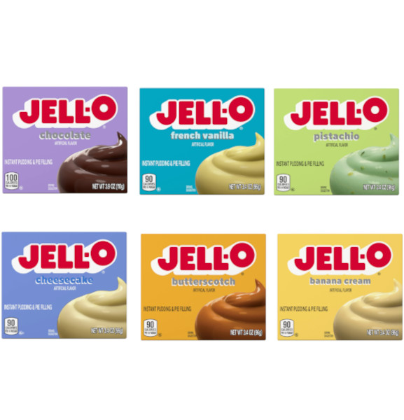 冷たい牛乳と混ぜるだけ！(砂糖入り）Jell-O ジェロー インスタントプディング＆パイフィリングミックス 6種類セット