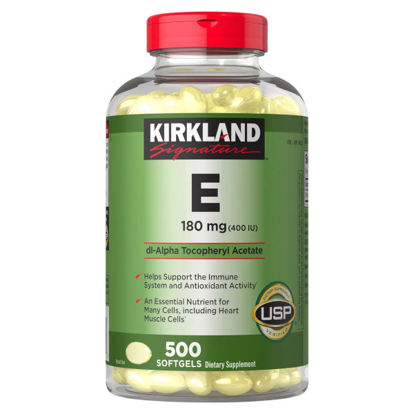 細胞の健康と免疫システムをサポート！ビタミンE 180mg (400IU) 500ソフトジェル  米カークランド社