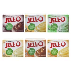 画像: 冷たい牛乳と混ぜるだけ！(砂糖入り）Jell-O ジェロー インスタントプディング＆パイフィリングミックス 6種類セット