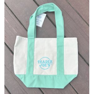 画像: Trader Joe's トレーダージョーズ ミニ パステル キャンバス トート バッグ （ミントグリーン）