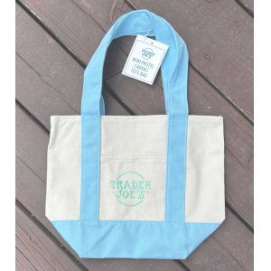 画像: Trader Joe's トレーダージョーズ ミニ パステル キャンバス トート バッグ （ベビーブルー）