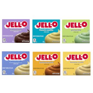 画像: 冷たい牛乳と混ぜるだけ！(砂糖入り）Jell-O ジェロー インスタントプディング＆パイフィリングミックス 6種類セット