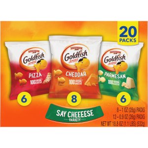 画像: ３種類が入った２０パック！ Pepperidge Farm ゴールドフィッシュ セイ・チーズ バラエティパック （チェダー・ピザ・パルメザン）20個入り