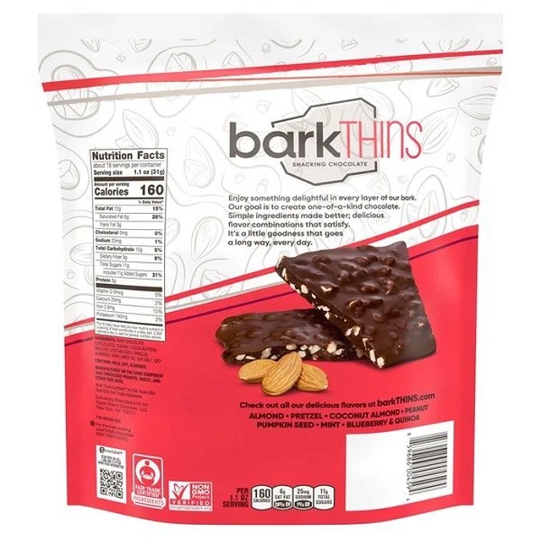 画像2: シンプルな材料で作られたチョコスナック！ barkTHINS バークシンズ ダークチョコレート アーモンド＆シーソルト 567g