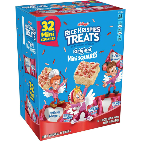 Kellogg's ケロッグ ライスクリスピー トリート バレンタイン オリジナル ミニ スクエア 32個入り
