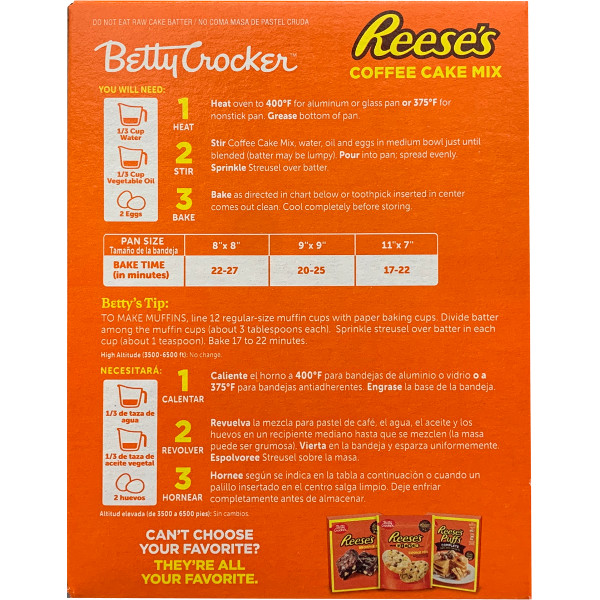 画像5: ピーナツバターチップス入り！ Betty Crocker ベティクロッカー リーセス コーヒーケーキ＆ブラウニーミックス 選べる2個