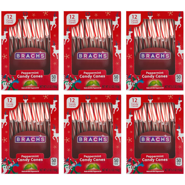 画像1: クリスマスを祝う杖の形のキャンディ！Brach's ペパーミント キャンディーケーン 6箱（72本）