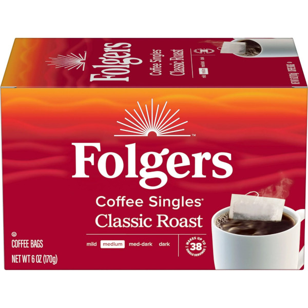 画像1: キャンプ、アウトドアに便利なティバッグタイプ！Folgers フォルジャーズ　コーヒーシングル クラシックロースト 38杯分