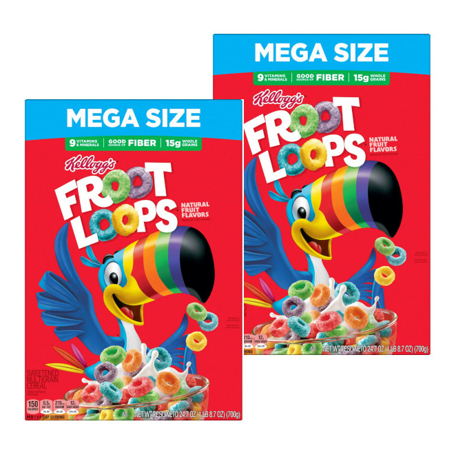 画像1: カラフルで甘いアメリカンな朝食！メガサイズ！Kellogg's ケロッグ　フルーツループ　マルチグレイン・シリアル 2箱