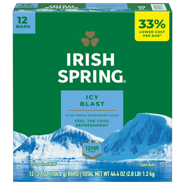 画像1: フラックスシードオイル入り！Irish Spring アイリッシュスプリング (アイシーブラスト) 固形石鹸 12個