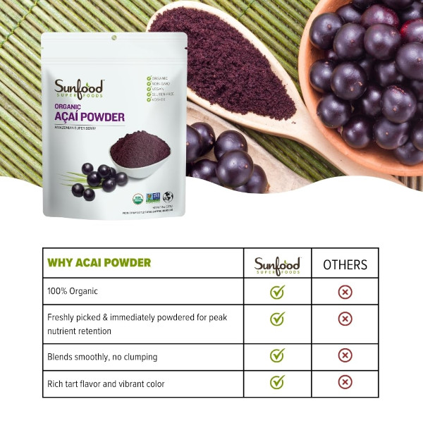 画像4: 南米アマゾンの恵みを凝縮した！Sunfood オーガニック アサイ パウダー 113ｇ