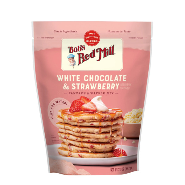 画像1: 水を加えて混ぜるだけ！Bob’s Red Mill ボブズ レッドミル ホワイトチョコ＆ストロベリーパンケーキミックス  567g