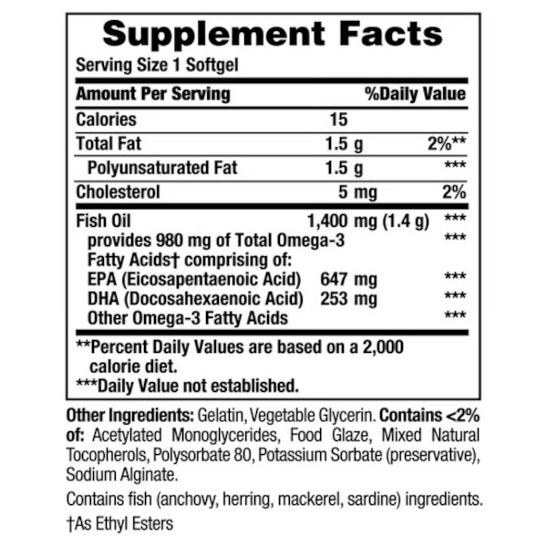 画像3: Nature's Bounty ネーチャーズバウンティ フィッシュオイル 1400mg  130ソフトジェル